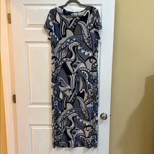 Chico's Blue and Black Abstract Maxi Dress
